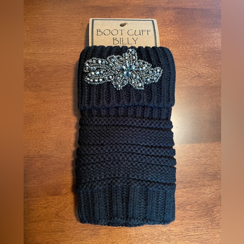 Boot Cuff Billy Color Is Black With Bling Embellishment On Both Cuffs. OSFM. NEW